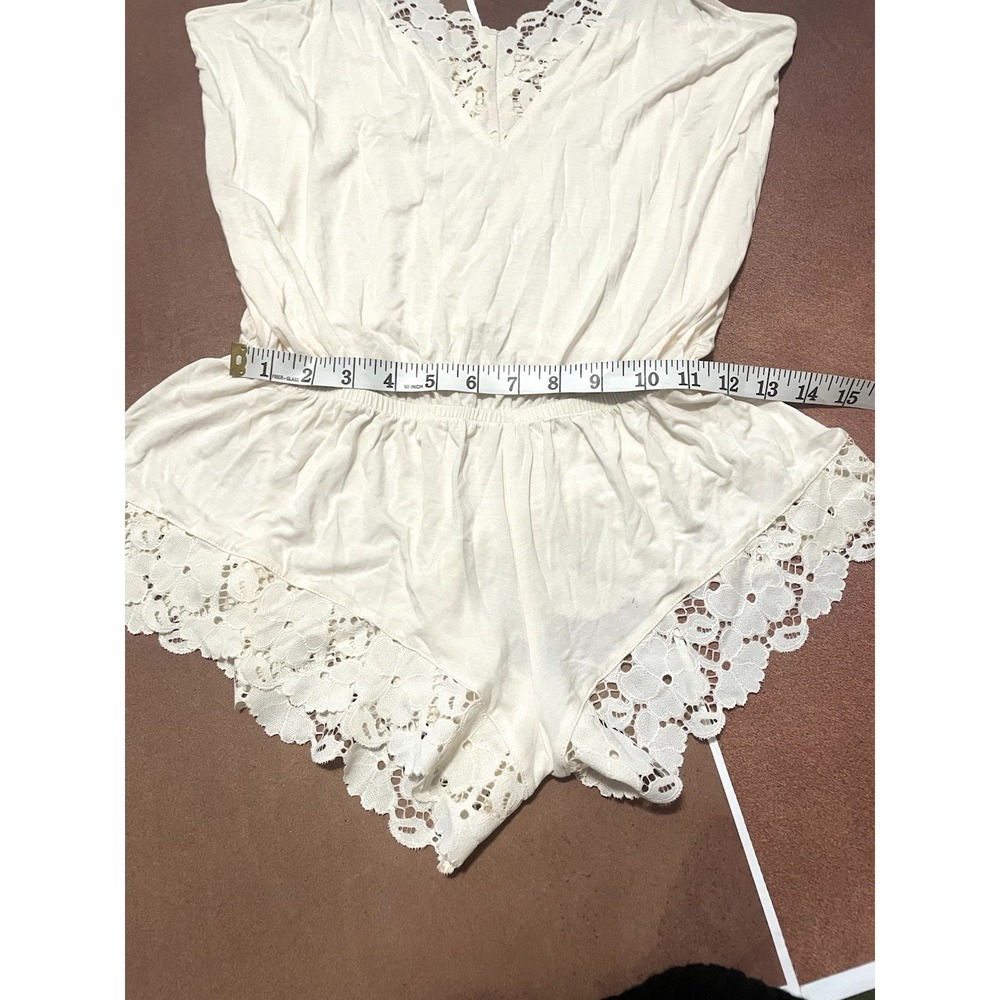 EBERJEY $138 Ivory Naya Lace Teddy Romper Sleepwear Size XS Soft Comfort Elegant - Picture 6 of 15
